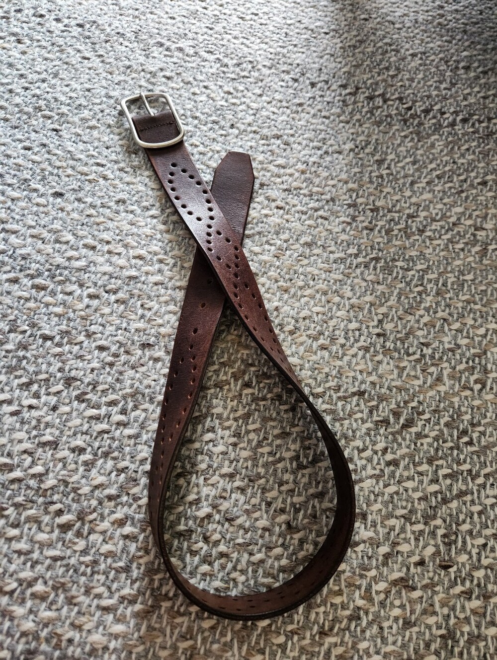 Vintage J. Crew Dark Brown Leather Belt with Silver Buckle - Picture 3 of 8